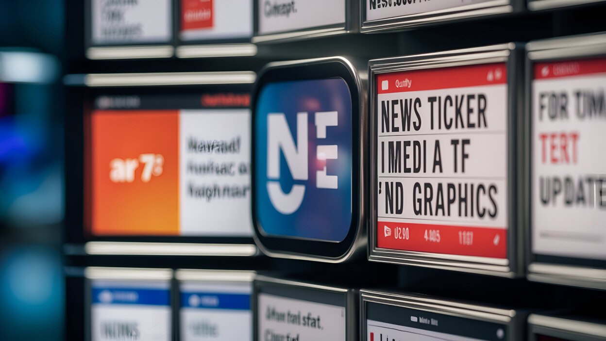 Interfejs wiadomości ikonograficznych i projektowanie ikon tickerów dla aktualizacji w czasie rzeczywistym Narzędzia medialne Pokrycie w P