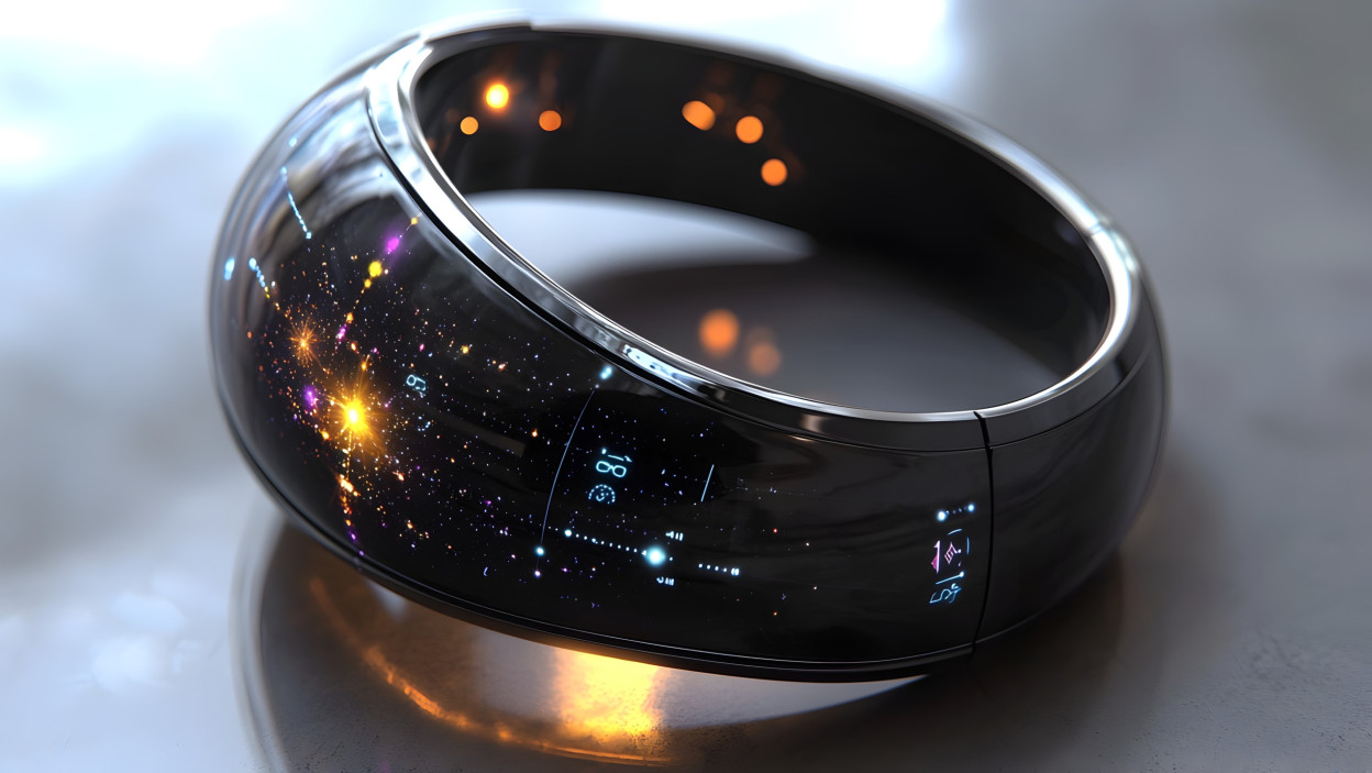 Futuristyczna holograficzna bransoletka synchronizująca się z wydarzeniami kosmicznymi i niebiańską łącznością