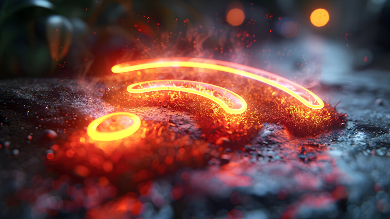 Świetlący symbol Wi-Fi ilustracja 3D