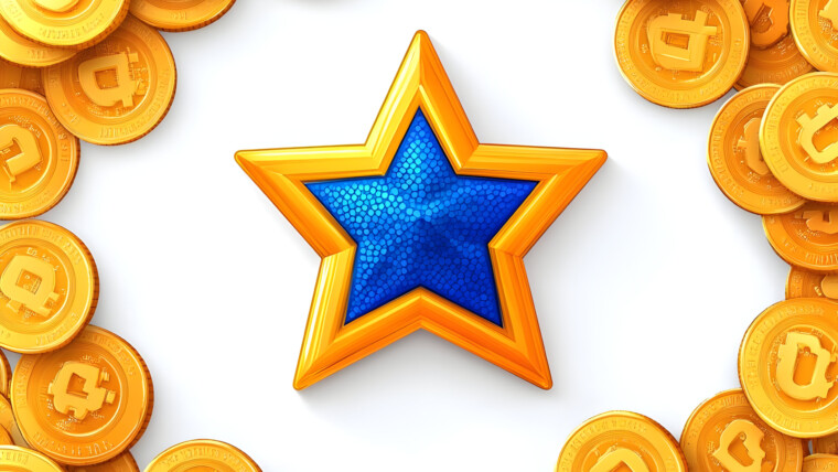 Płaska ramka z świecącą gwiazdą Dawida i pływającymi żeltowymi monetami Dynamiczny projekt Hanukkah z