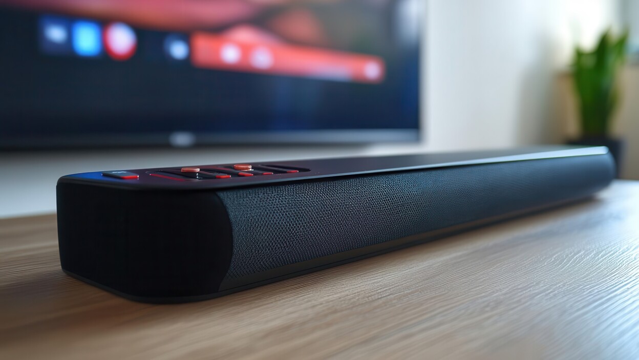 Bar dźwiękowy z pilotem pod telewizorem z płaskim ekranem wzmacniający doświadczenie dźwiękowe