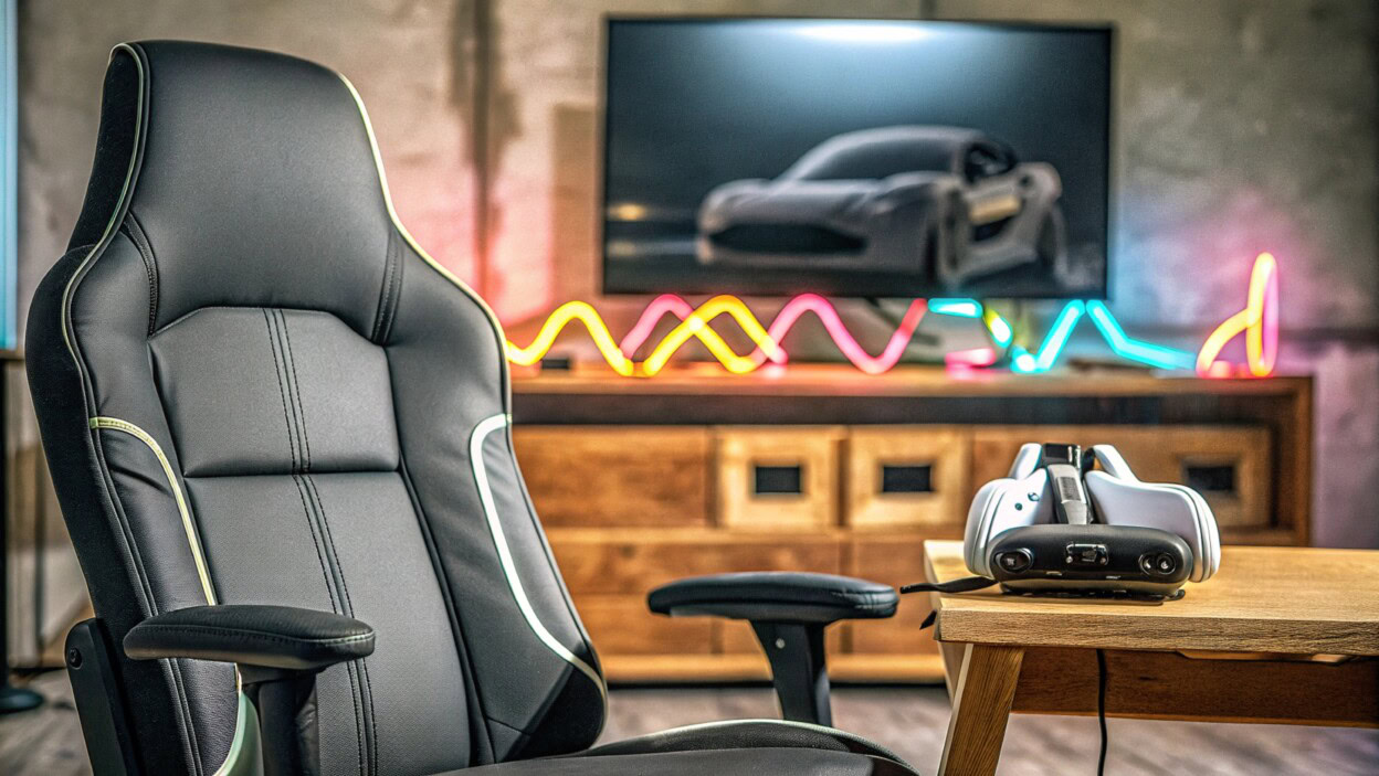 krzesło komputerowe z zdalnym sterowaniem na górze