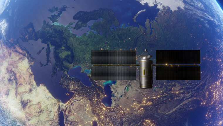 Erath i satelita Przestrzeń tła renderowania 3d