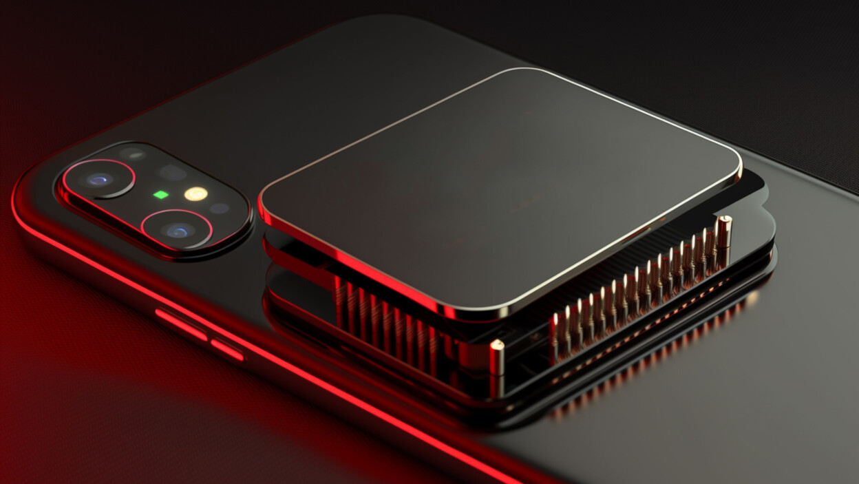 Czarny telefon z czerwoną lampką na górze