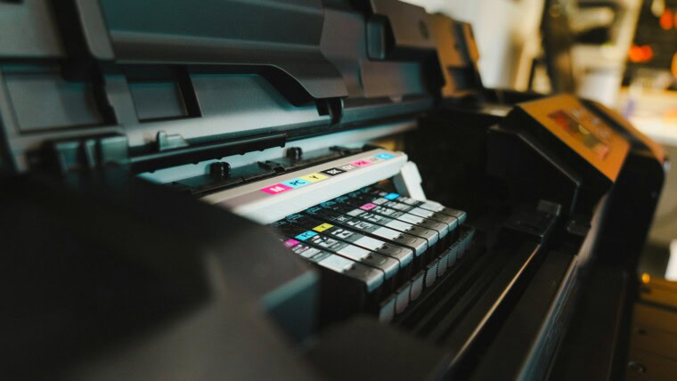 a close up of a printer on a table