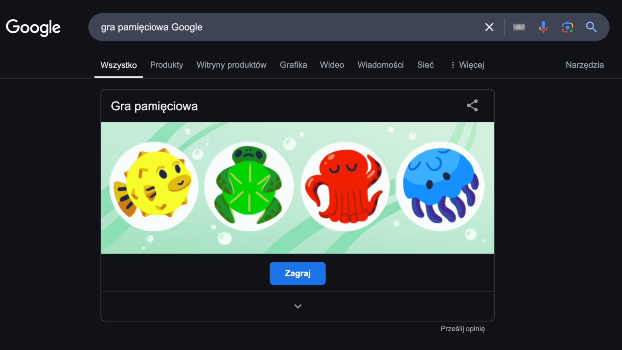 Gra pamięciowa Google