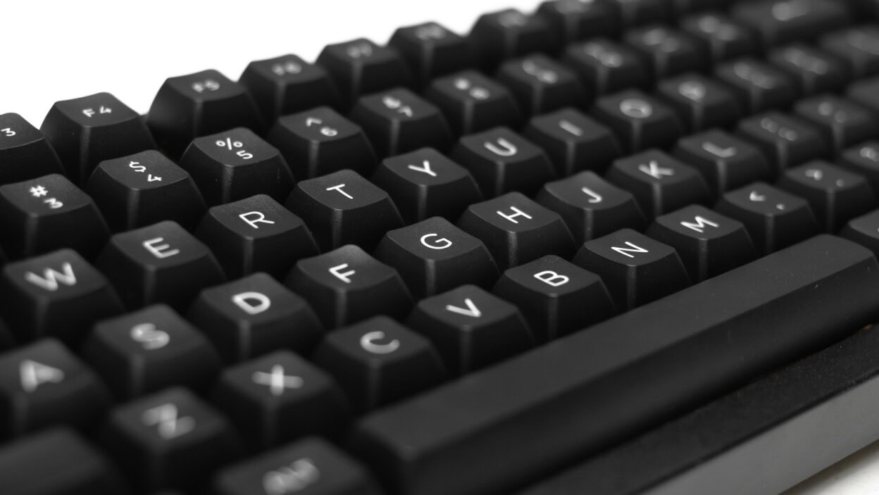a close up of a black computer keyboard